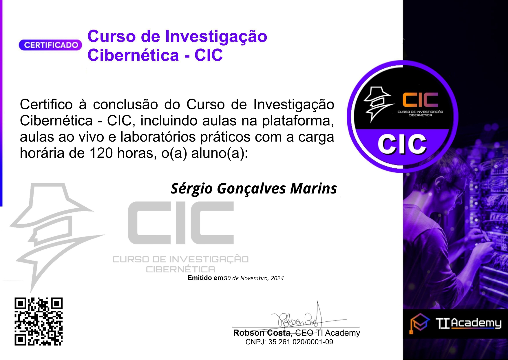 Diploma Investigação Cibernética